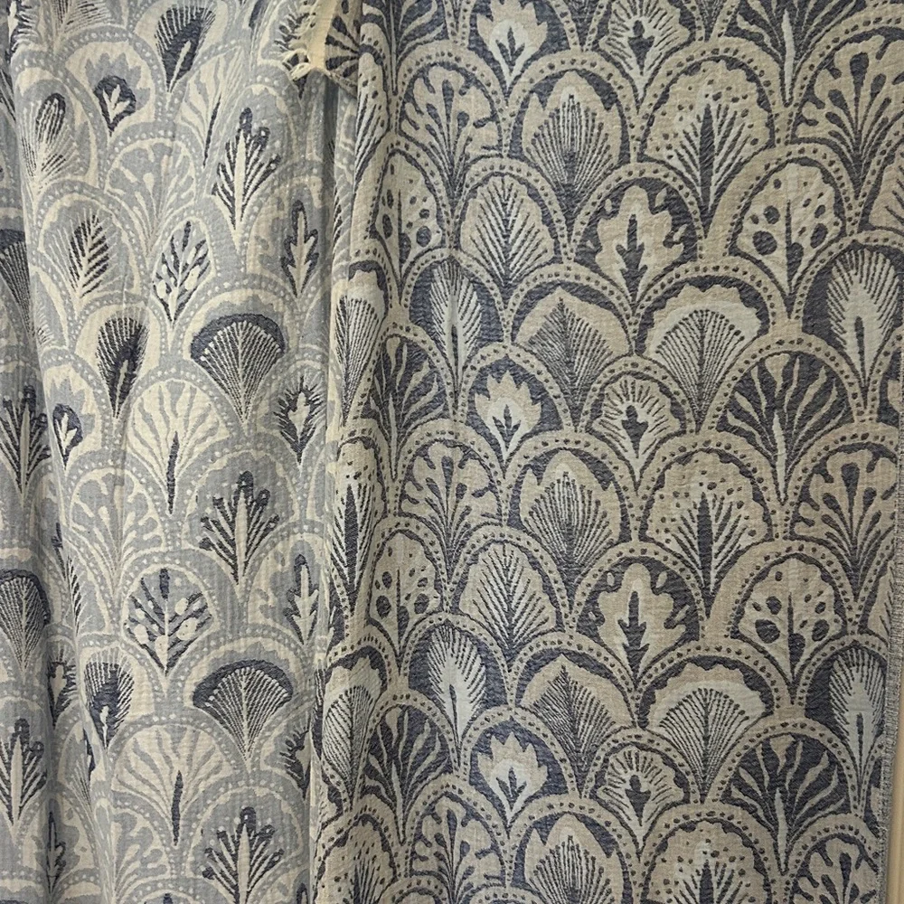 Succulents Blue Woven Cotton 2-in-1 Blanket Towel • Privacy Curtain Shower 4 PC